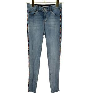 Knox Rose Womens Embroidered Side Jeans Size 2 Skinny‎ Ankle Jeans Boho